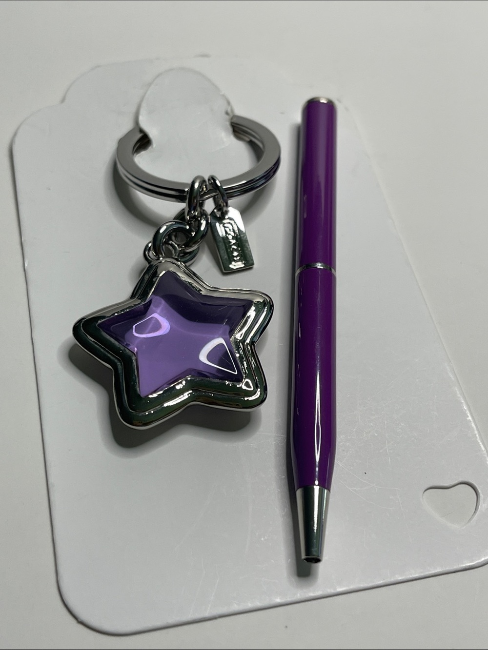 Coach Silver Star Keychain with Purple Inlay and Coach Pen - Picture 6 of 6